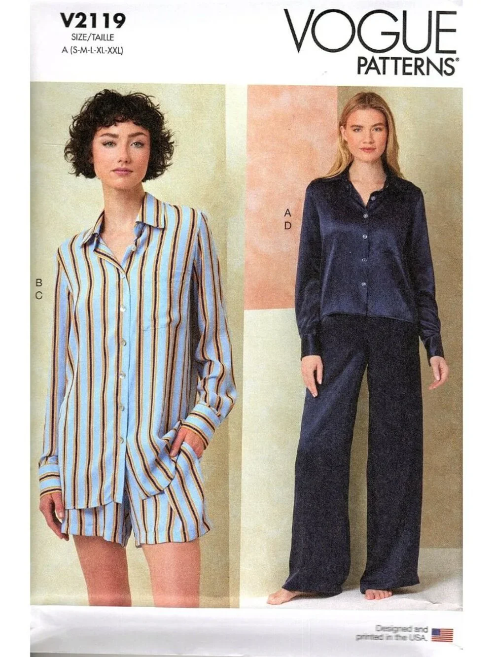 Vogue V2119 Misses S to XXL Loose-Fitting Pajamas Uncut Sewing Pattern